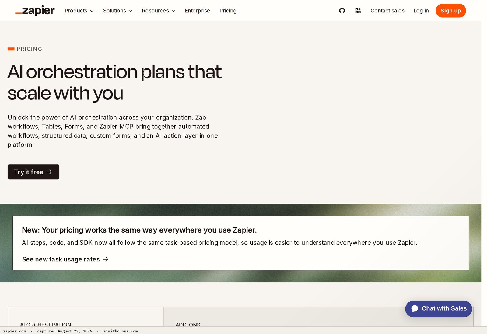 Zapier's free plan allows 100 tasks/month; the Starter plan begins at $19.99/mo — the cost basis for your retainer pricing math